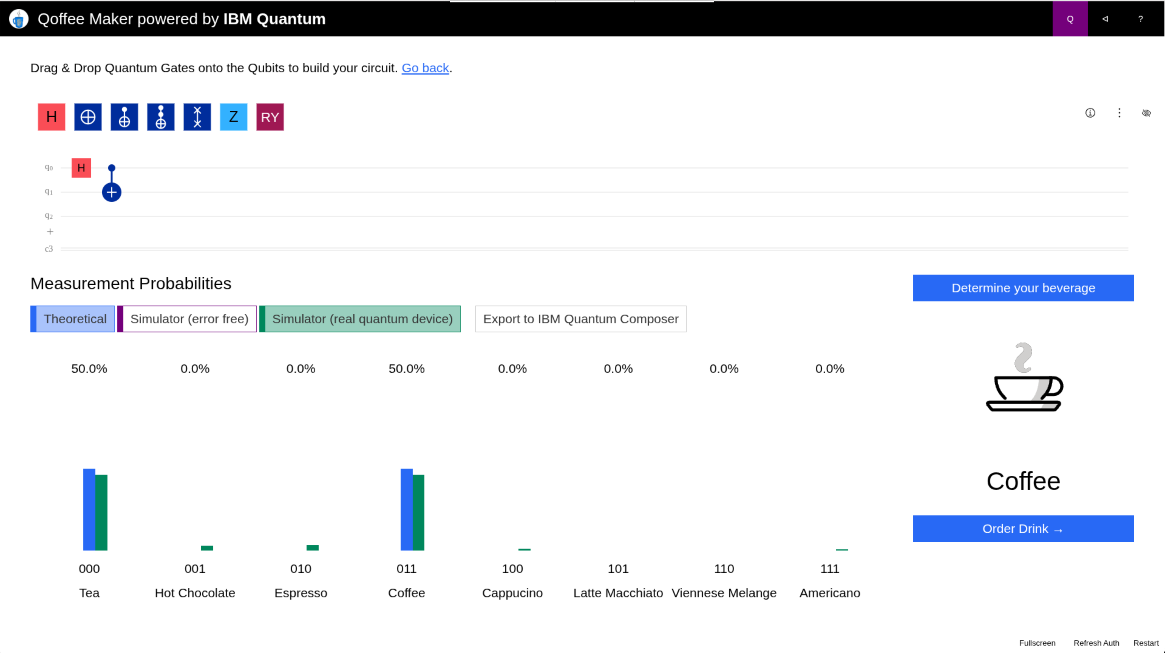 Qoffee Maker Demo Interface
